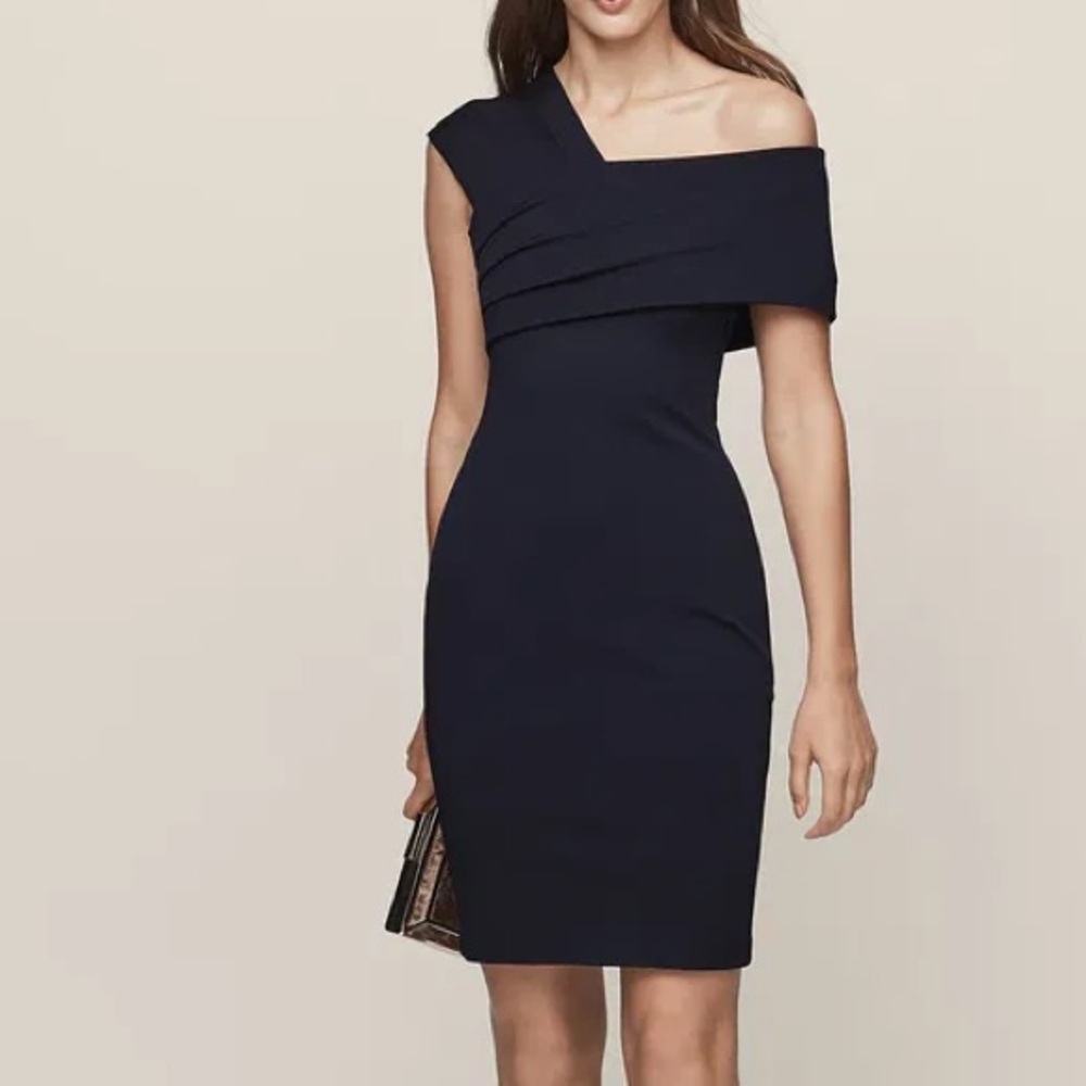 Reiss Midnight Blue One-Shoulder Dress